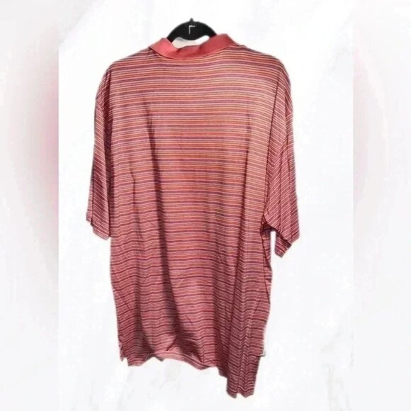 Peter Millar classic golf striped athletic short sleeve  3 button polo shirt XL - Picture 2 of 4